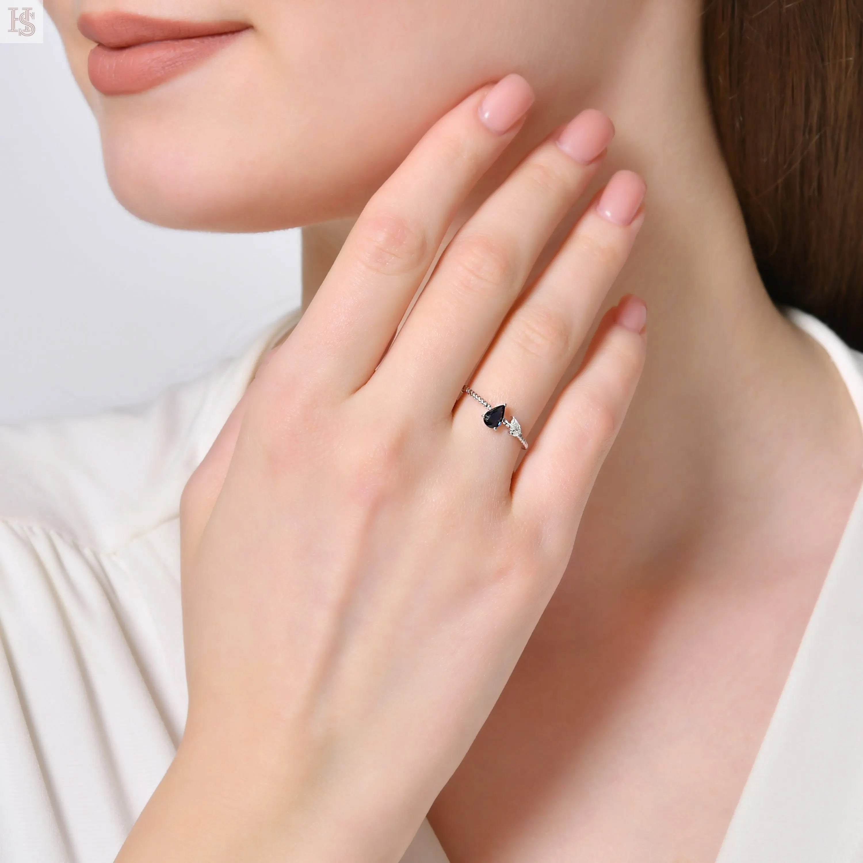 Damla Safir Pırlanta Yüzük HS Mücevherat