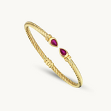 Cetaş 14 Ayar Altın Twist Kırmızı Taşlı Bilezik