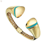 Cetaş 14 Ayar Eterna İçten Desenli Turkuaz Mineli Kelepçe HS Mücevherat