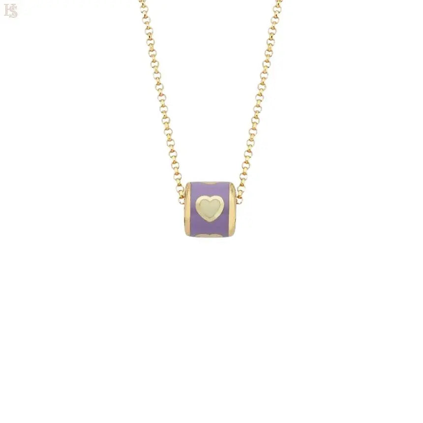 Cetaş 14 Ayar ME&MOMMY Mor Mineli Kalp Motifli Bambino Anne ve Kız Kolyesi HS Mücevherat