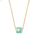 Cetaş 14 Ayar ME&MOMMY Turkuaz Mineli Pati Motifli Bambino Anne ve Kız Kolyesi HS Mücevherat