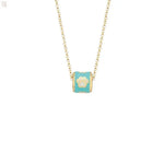 Cetaş 14 Ayar ME&MOMMY Turkuaz Mineli Pati Motifli Bambino Anne ve Kız Kolyesi HS Mücevherat