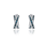 Mavi Pırlanta Cross Pırlanta Küpe