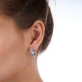 Mavi Pırlanta Cross Pırlanta Küpe