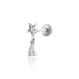 Damla Sallantılı Yıldız Pırlanta Piercing
