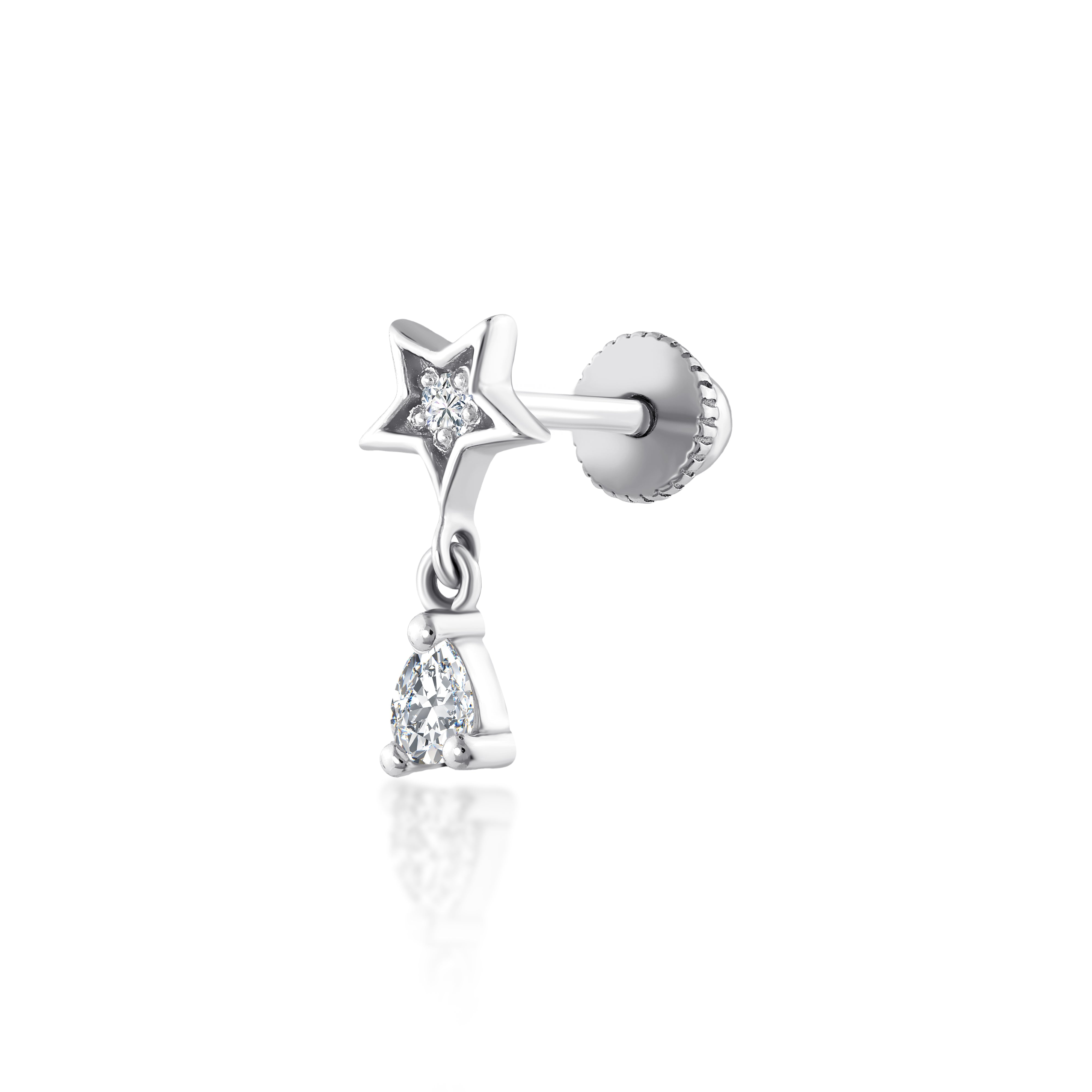 Damla Sallantılı Yıldız Pırlanta Piercing