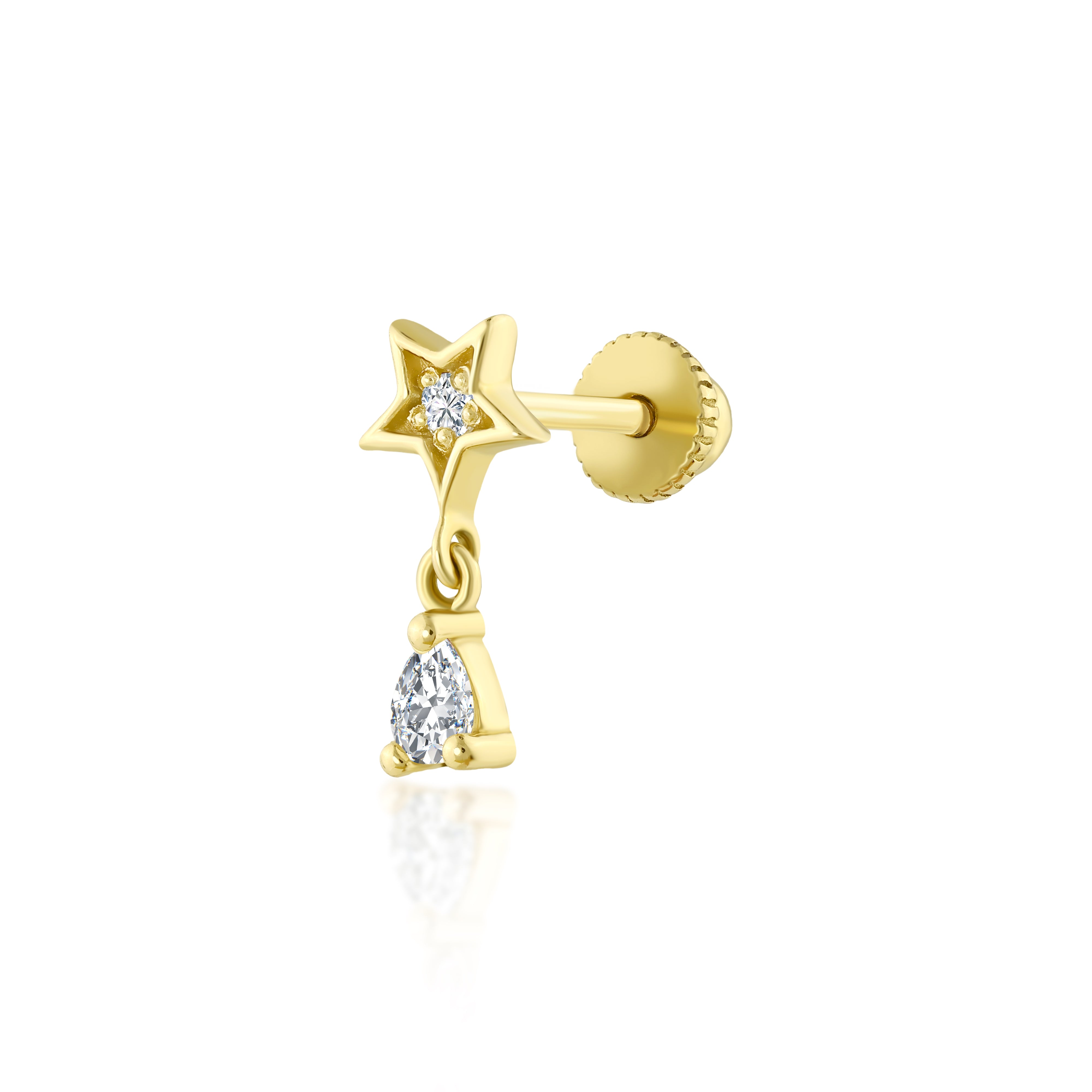 Damla Sallantılı Yıldız Pırlanta Piercing