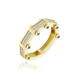 Art Deco Band Green Altın Yüzük
