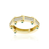 Art Deco Band Green Altın Yüzük