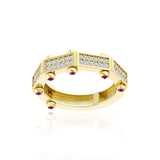 Art Deco Band Red Altın Yüzük