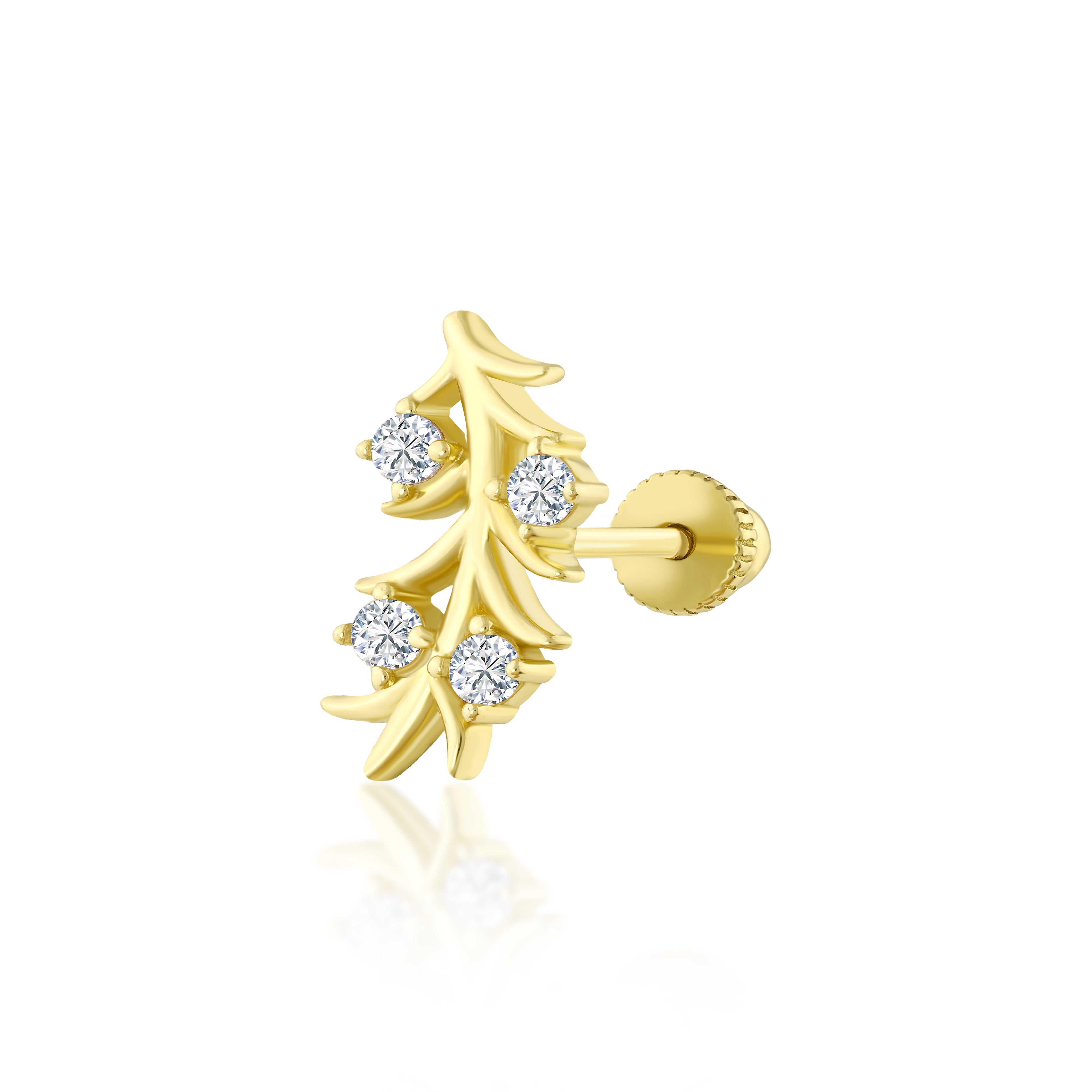 Petal Leaf Altın Piercing