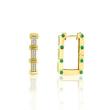 Art Deco Band Green Altın Küpe