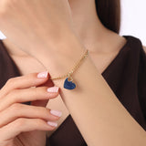 Altın Mavi Kalp Bileklik