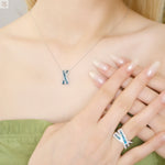 Mavi Pırlanta Çapraz Kolye HS Mücevherat