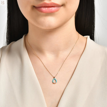 Neon Damla Baby Blue Pırlanta Kolye HS Mücevherat